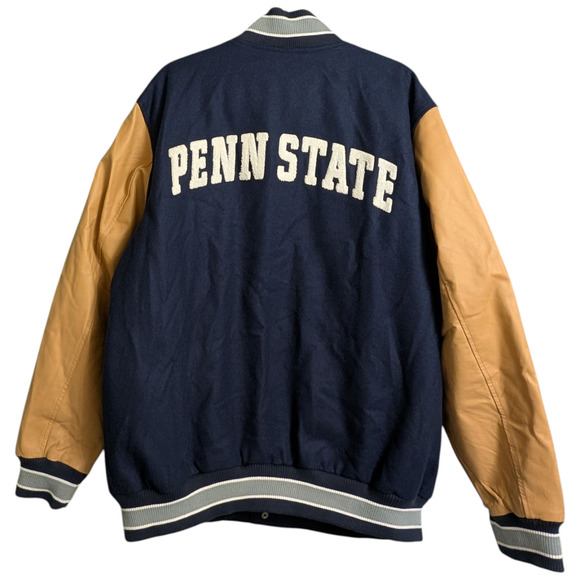 Starter Penn State Nittany Lions Letterman Varsity Wool Leather Snap Jacket XXL - Picture 1 of 15